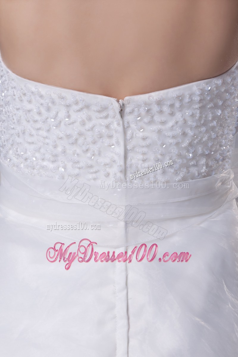 Tiers Brush Train Wedding Bridal Gown with Bowknot and Shiny Diamonds