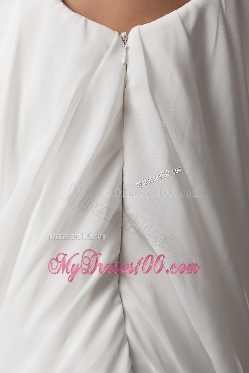 Pick-ups Single Shoulder Dress for Wedding Decorated with Black Jewelries