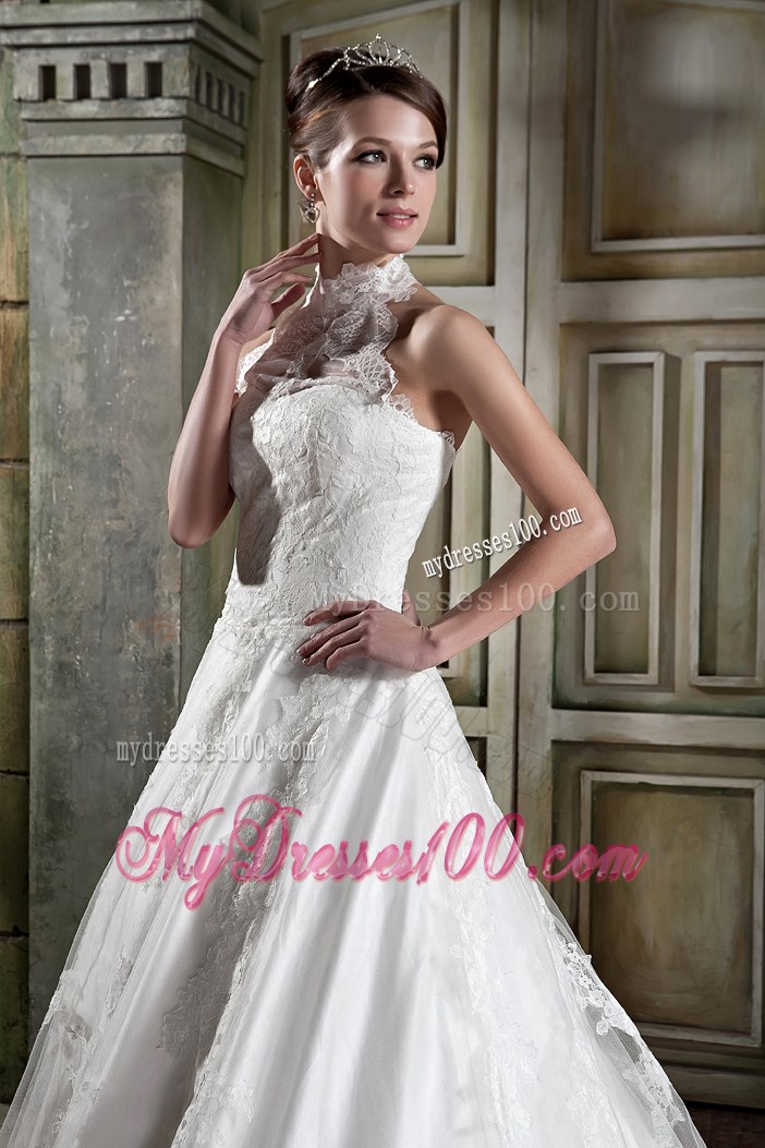 Lace Transparent High Neck Dresses for Brides Unique From The Chapel Train