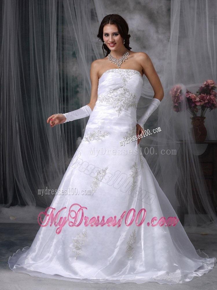 Princess Style Organza Court Train Bridal Dress for Church Wedding