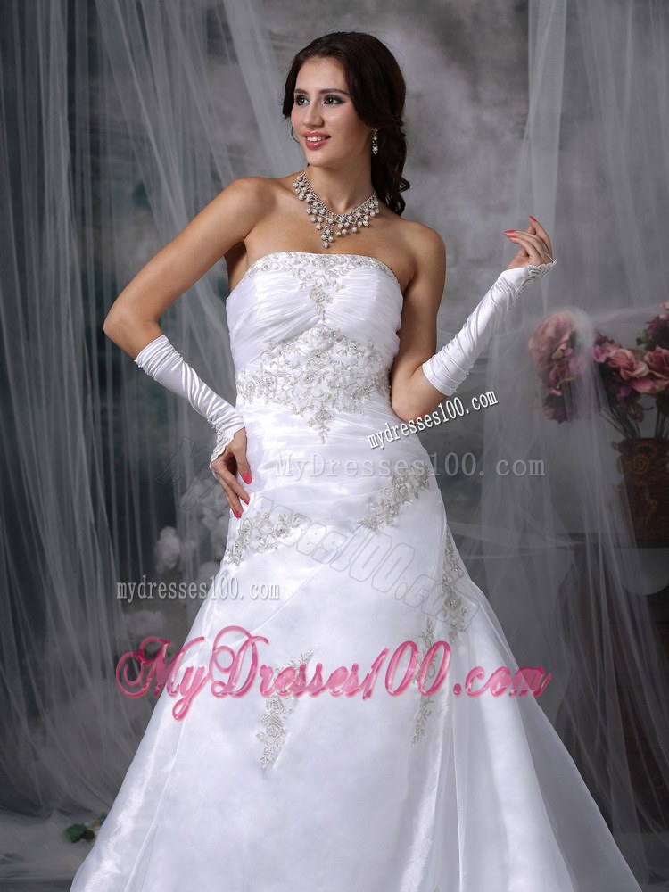 Princess Style Organza Court Train Bridal Dress for Church Wedding
