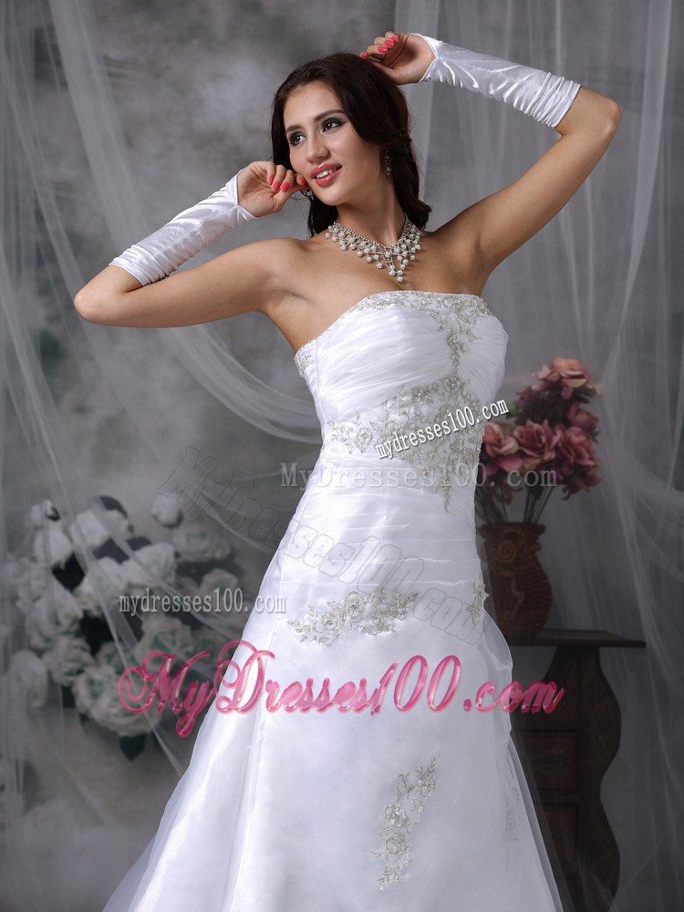 Princess Style Organza Court Train Bridal Dress for Church Wedding