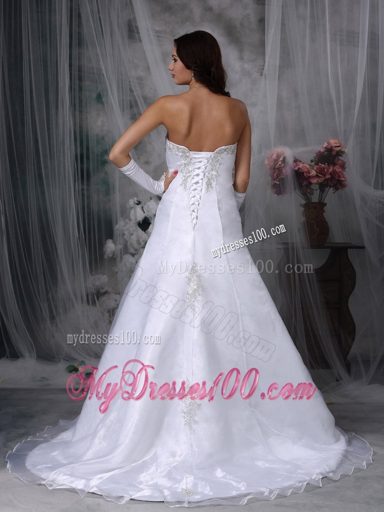 Princess Style Organza Court Train Bridal Dress for Church Wedding