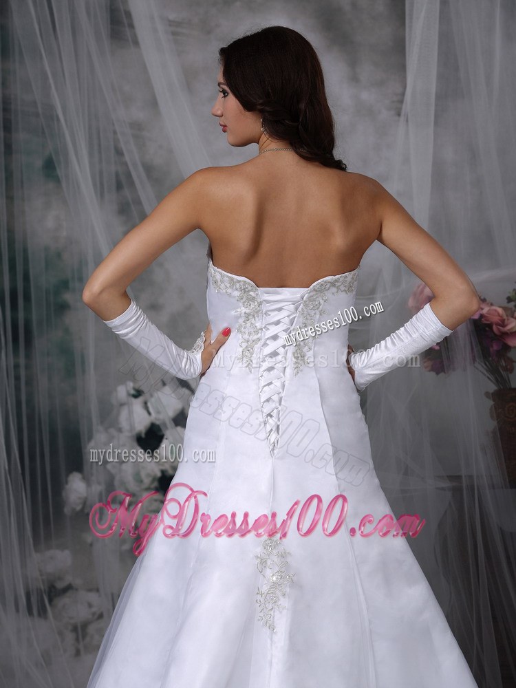 Princess Style Organza Court Train Bridal Dress for Church Wedding