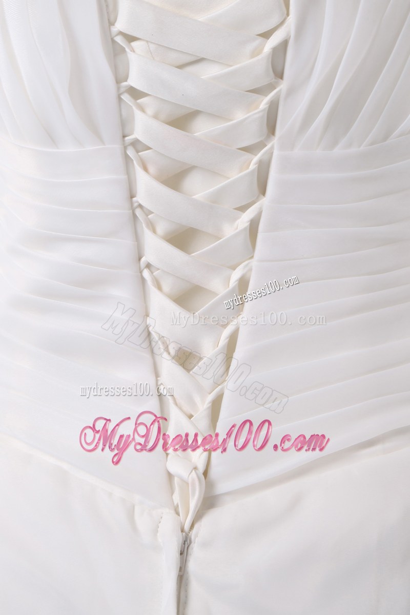 Hand Made Flowers and Pick-ups Decorated Bridal Gowns with Brush Train