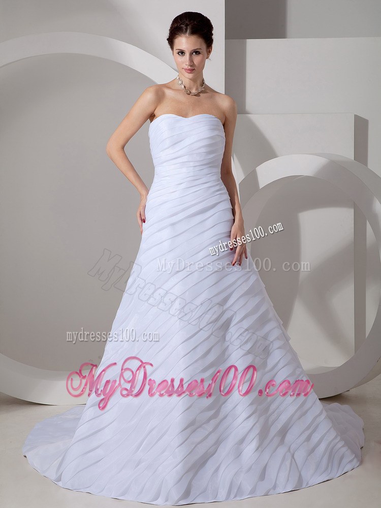 2 Beautiful Sweetheart Ruching Court Train Bridal Dress for Wedding in White