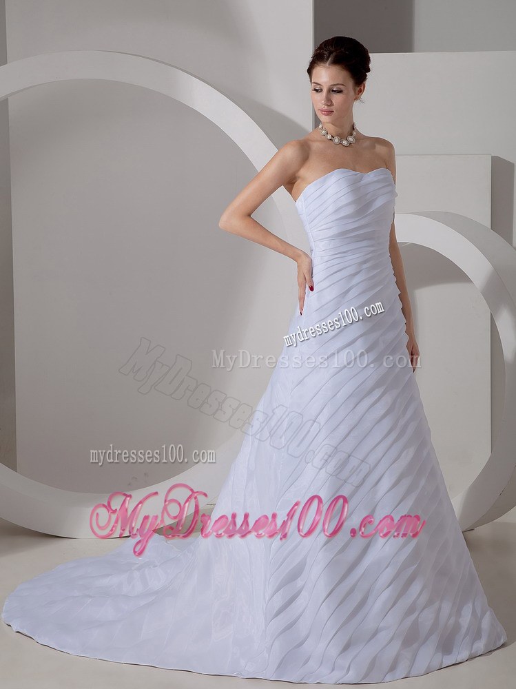 2 Beautiful Sweetheart Ruching Court Train Bridal Dress for Wedding in White