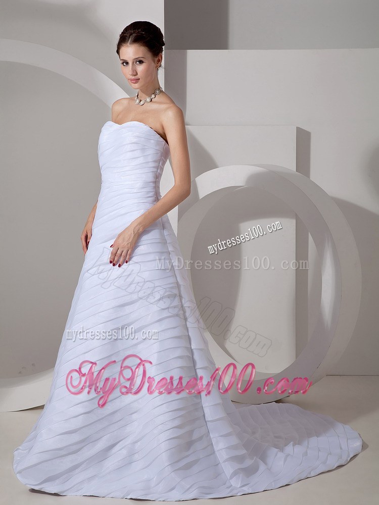 2 Beautiful Sweetheart Ruching Court Train Bridal Dress for Wedding in White