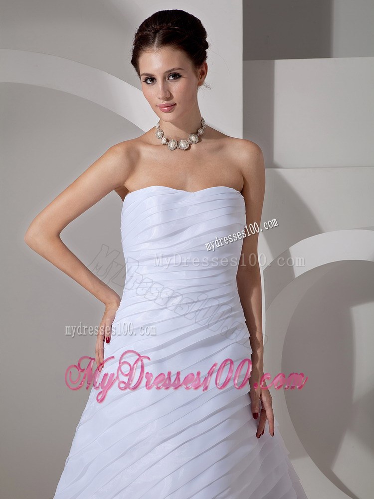 2 Beautiful Sweetheart Ruching Court Train Bridal Dress for Wedding in White