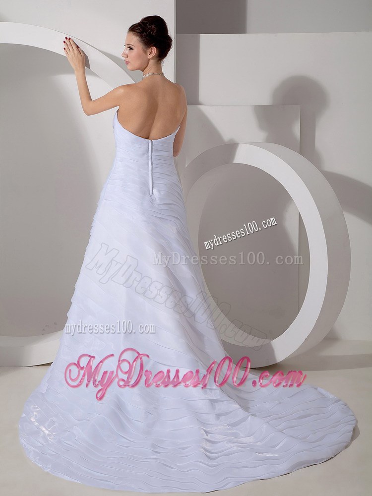 2 Beautiful Sweetheart Ruching Court Train Bridal Dress for Wedding in White