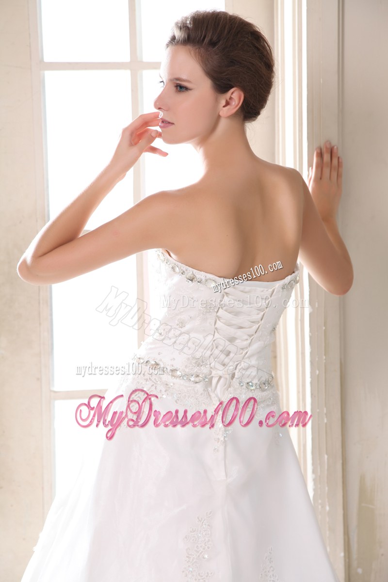 Sophisticated Ruffle Layers Appliques Hem Court Train White Bridal Gown