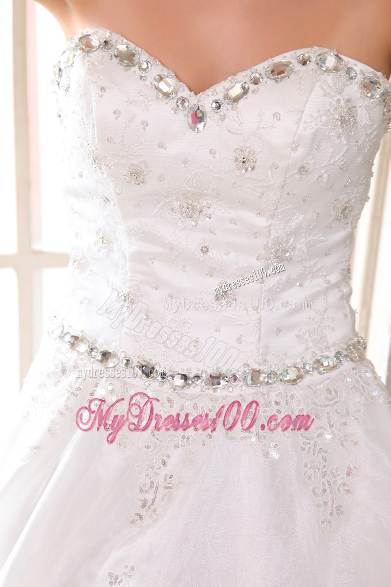 Sophisticated Ruffle Layers Appliques Hem Court Train White Bridal Gown
