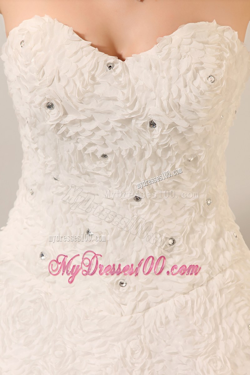 Ball Gown Floor Length Special Embossed Fabric White Wedding Dress