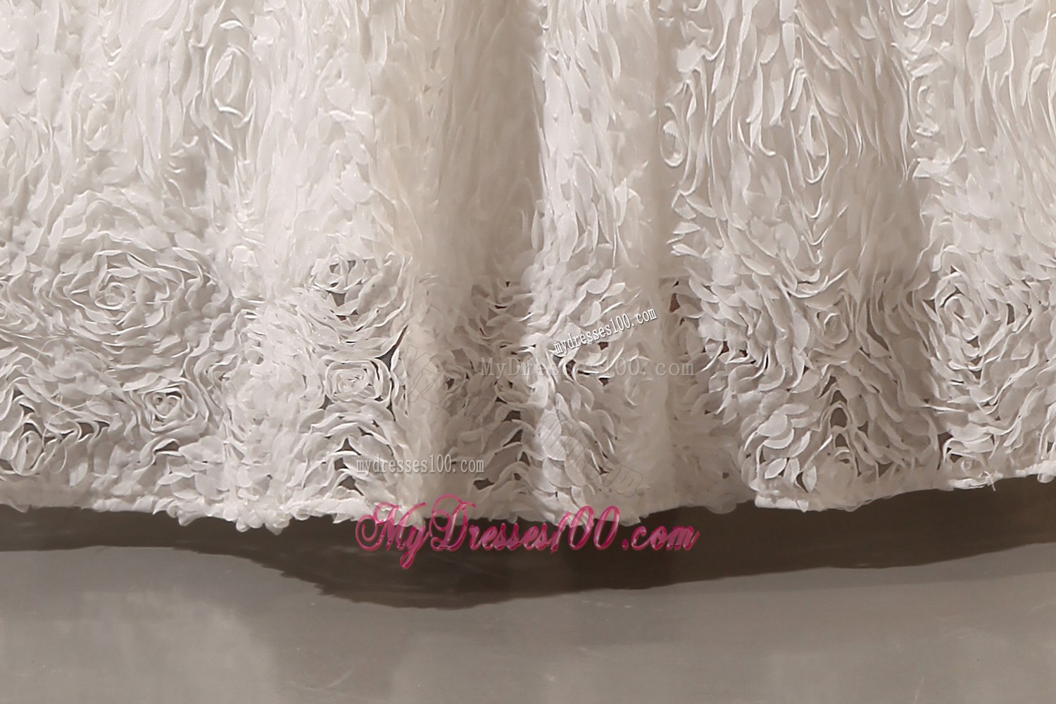 Ball Gown Floor Length Special Embossed Fabric White Wedding Dress