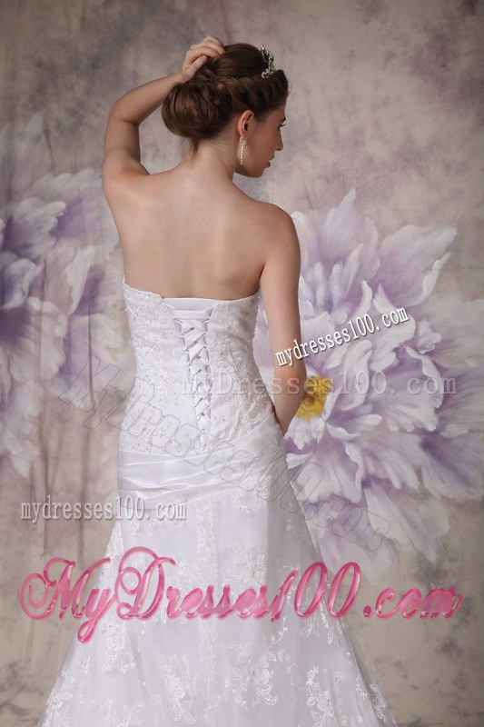 Graceful Fitted Mermaid Court Train Lace White Wedding Dress Hot Sale