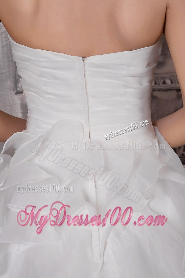 Ruffled Layers Beading and Rushing Decorated Brush Train Dresses for Wedding