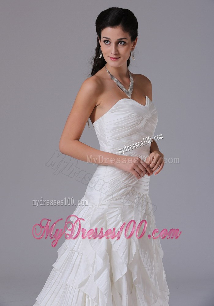 Sweetheart and Ruched Bodice for Court Train Ruffled Wedding Bridal Dresses