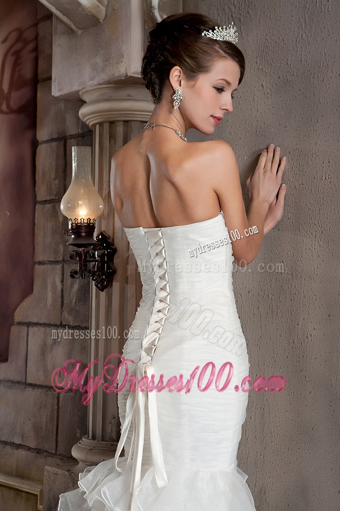 Ruching and Appliques Mermaid Dresses for Wedding with Ruffled Layers