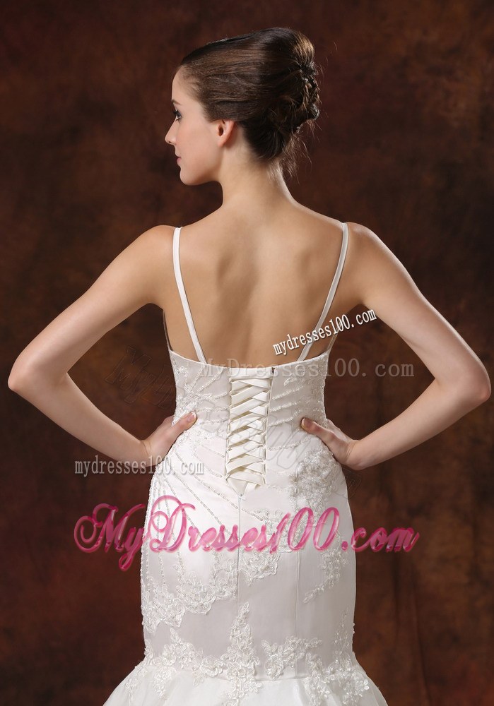 Spaghetti Straps for Mermaid Layered Bridal Dresses for Wedding with Appliques