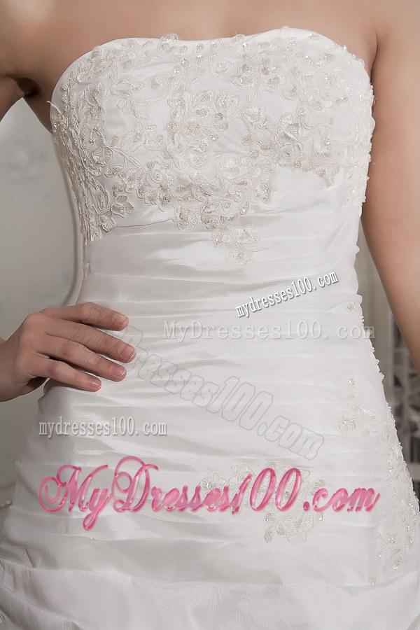 Appliques with Diamonds Decorated Court Train Dresses for Wedding