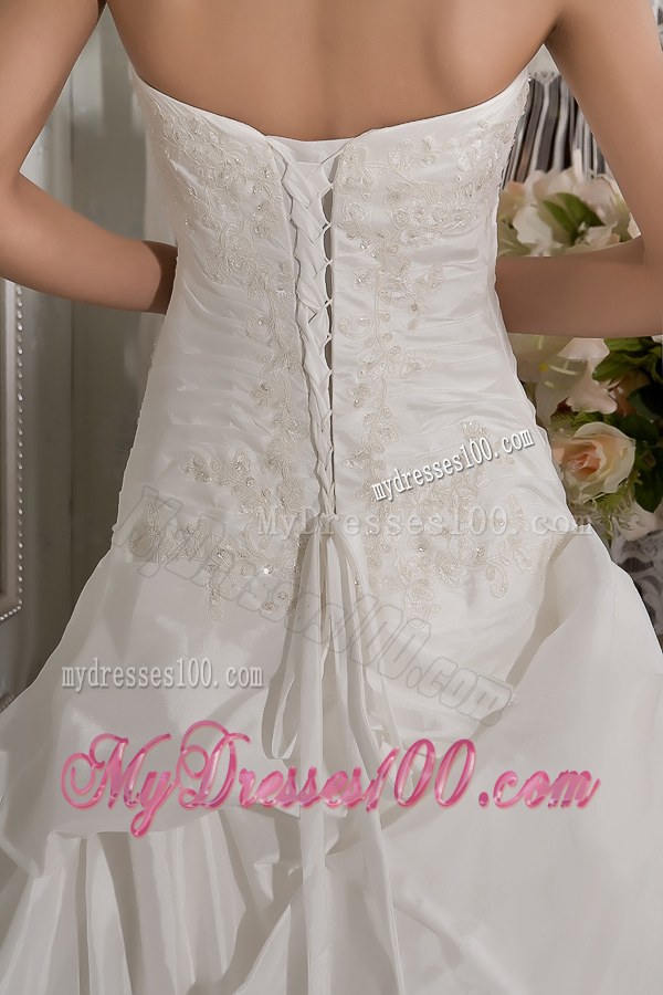 Appliques with Diamonds Decorated Court Train Dresses for Wedding