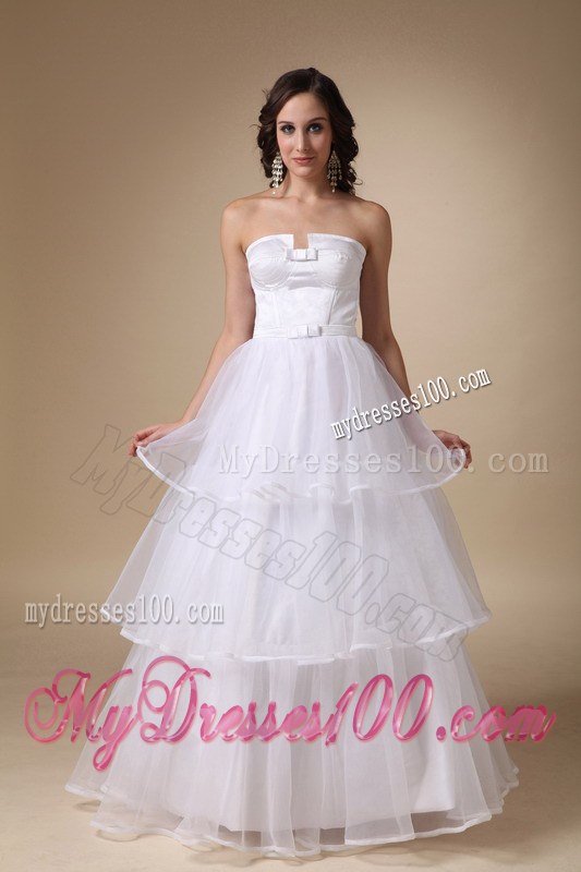 Beautiful Princess Strapless Floor-length Organza Layers Bridal Dress