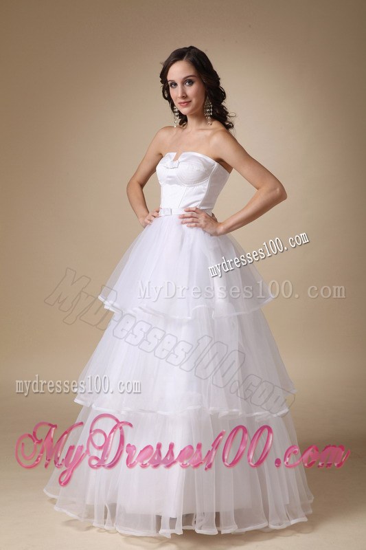Beautiful Princess Strapless Floor-length Organza Layers Bridal Dress