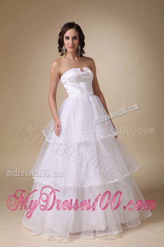 Beautiful Princess Strapless Floor-length Organza Layers Bridal Dress