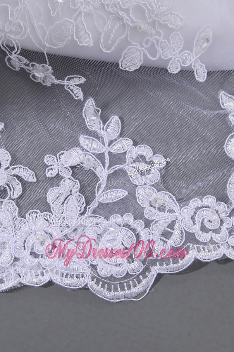 Lace Flowers Wide Straps Wedding Gowns with Beaded Sash and Bowknot Back