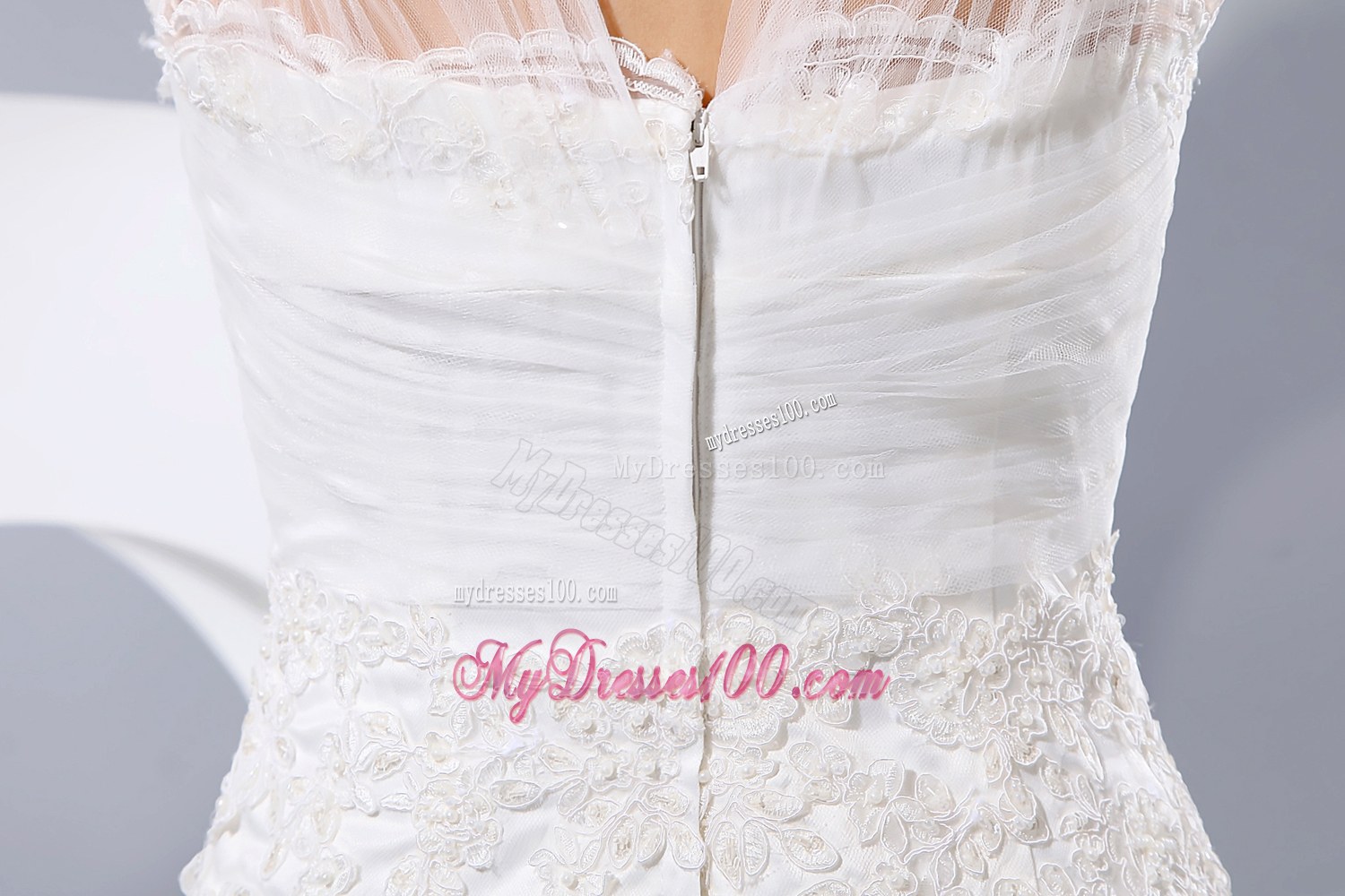 Sheer Straps Court Train Bridal Gowns Unique from The Lace Flowers