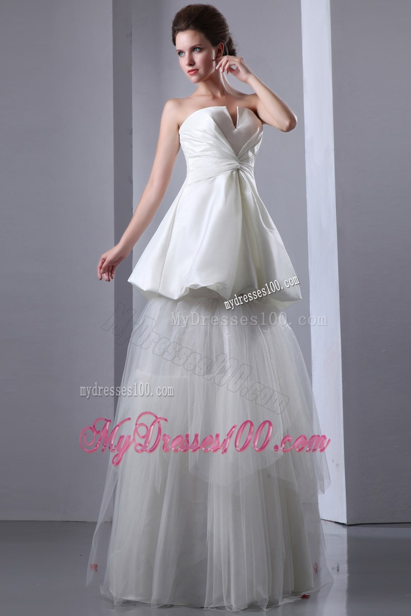 Unique Floor Length White Bridal Dress with Ruffles Lace-up Back