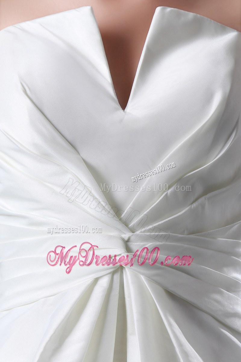 Unique Floor Length White Bridal Dress with Ruffles Lace-up Back