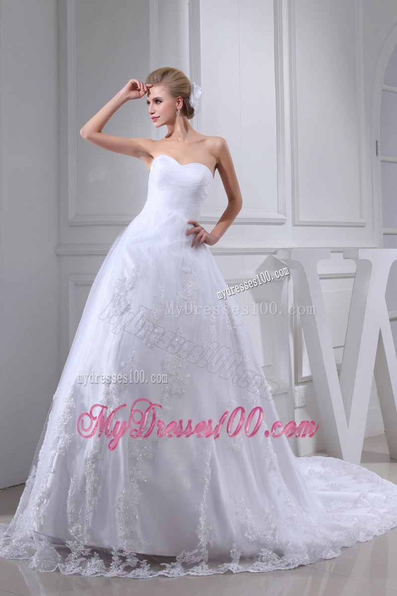 Lace Flowers Bridal Gown with Sheer Half Sleeves Jacket and Chapel Train