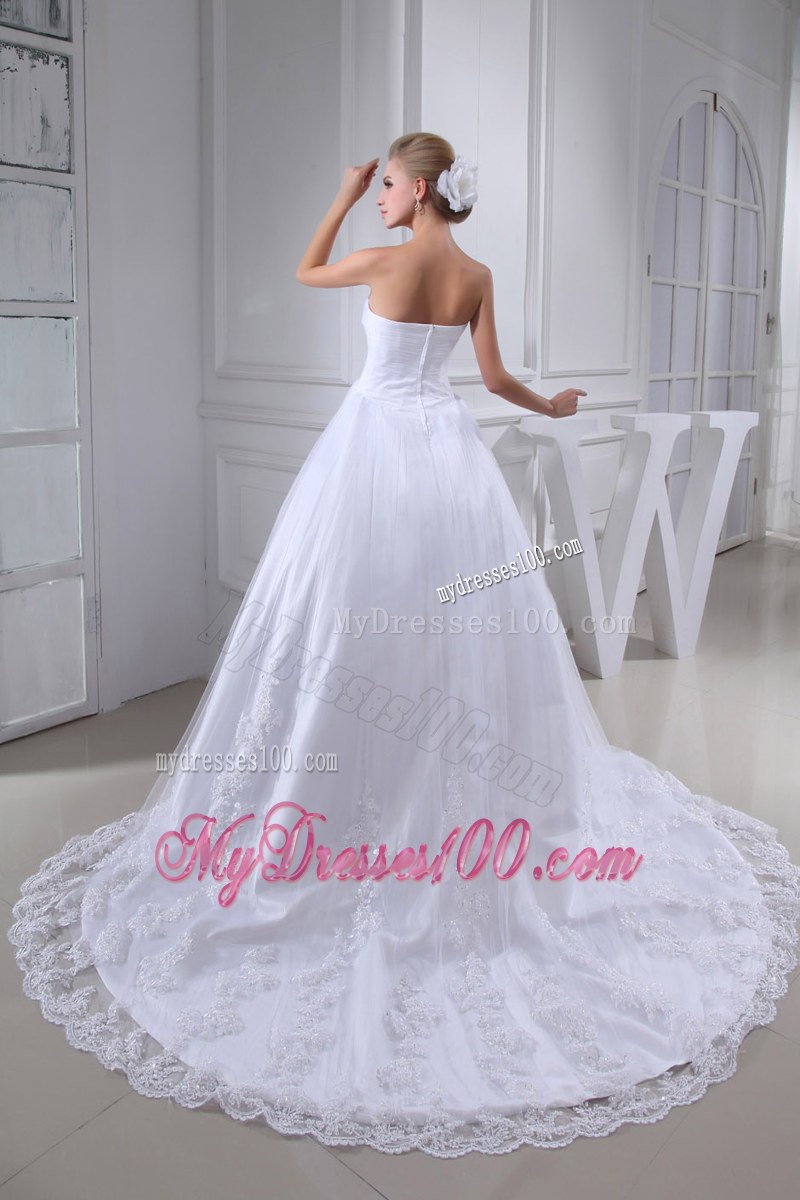 Lace Flowers Bridal Gown with Sheer Half Sleeves Jacket and Chapel Train