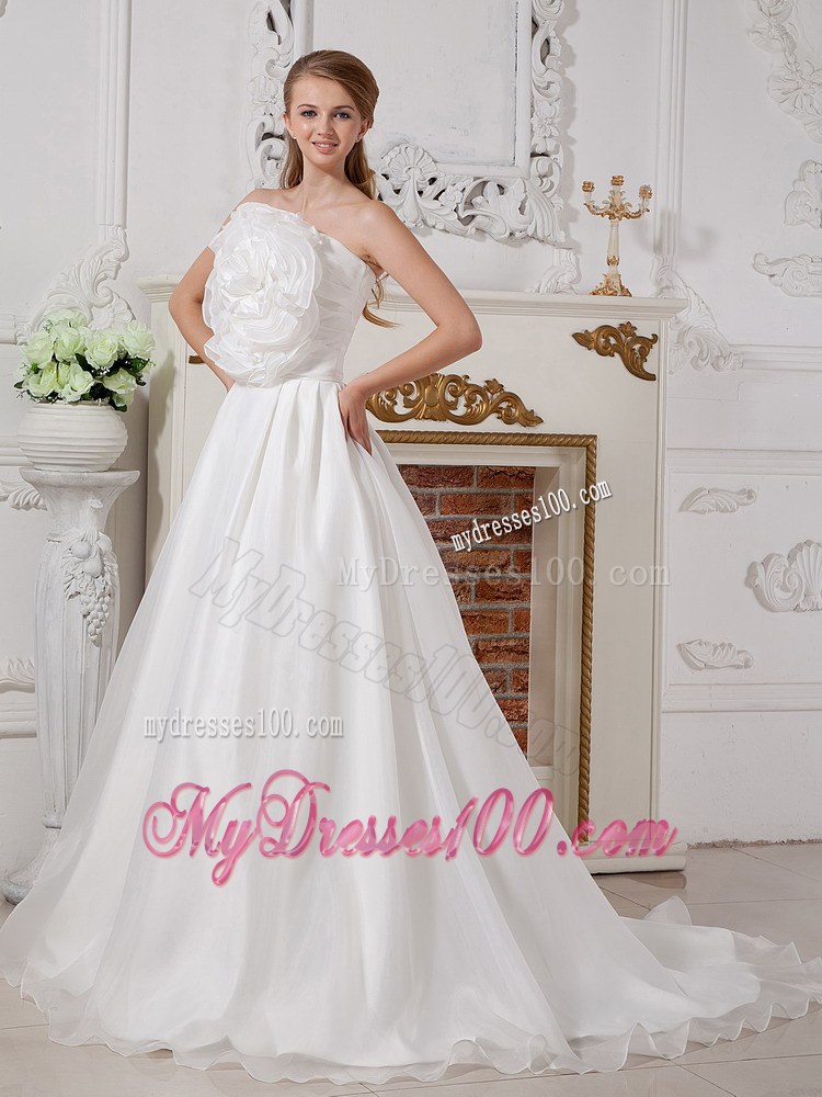Hand Made Flower Decorated Bodice for Strapless Court Train bridal Dress