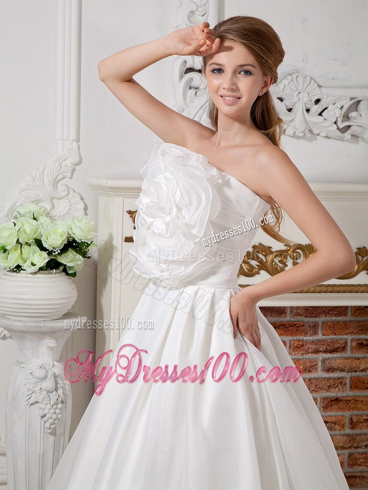 Hand Made Flower Decorated Bodice for Strapless Court Train bridal Dress