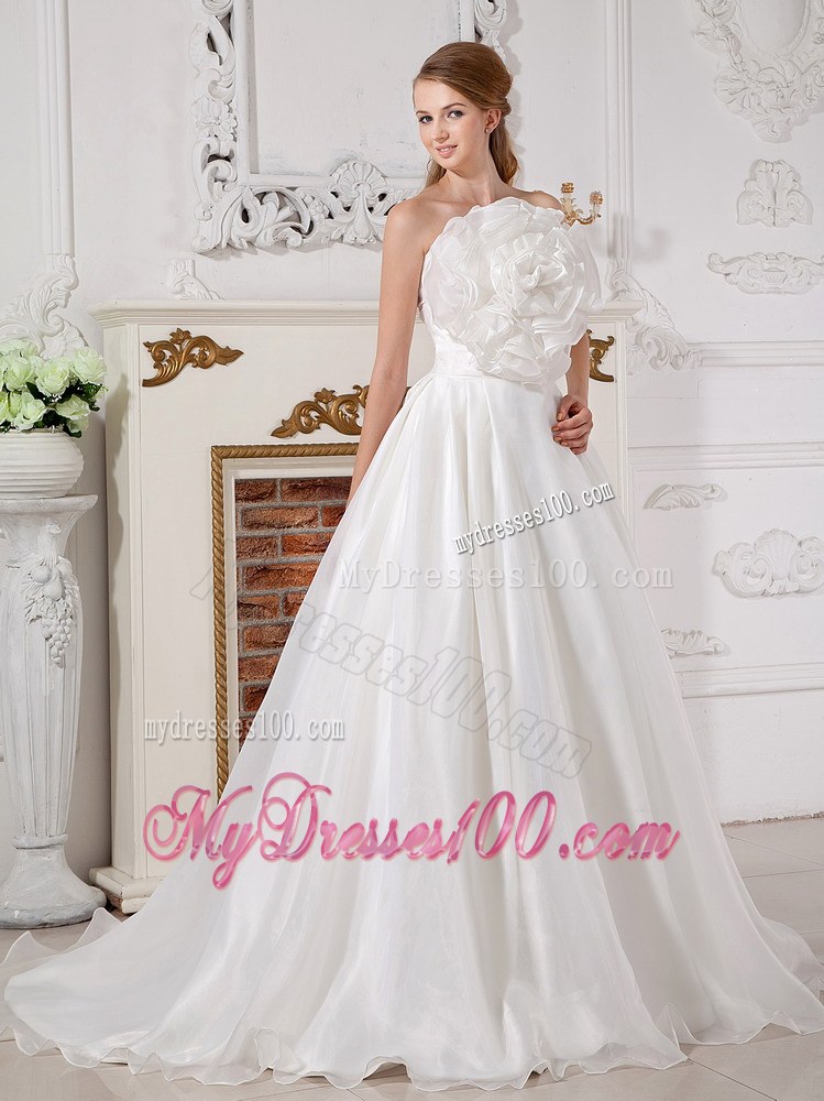 Hand Made Flower Decorated Bodice for Strapless Court Train bridal Dress