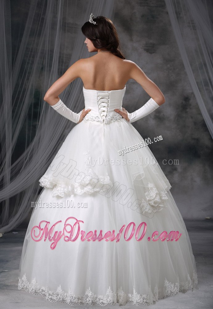 Layers Ball Gown Wedding Dress with Appliques and Beadings