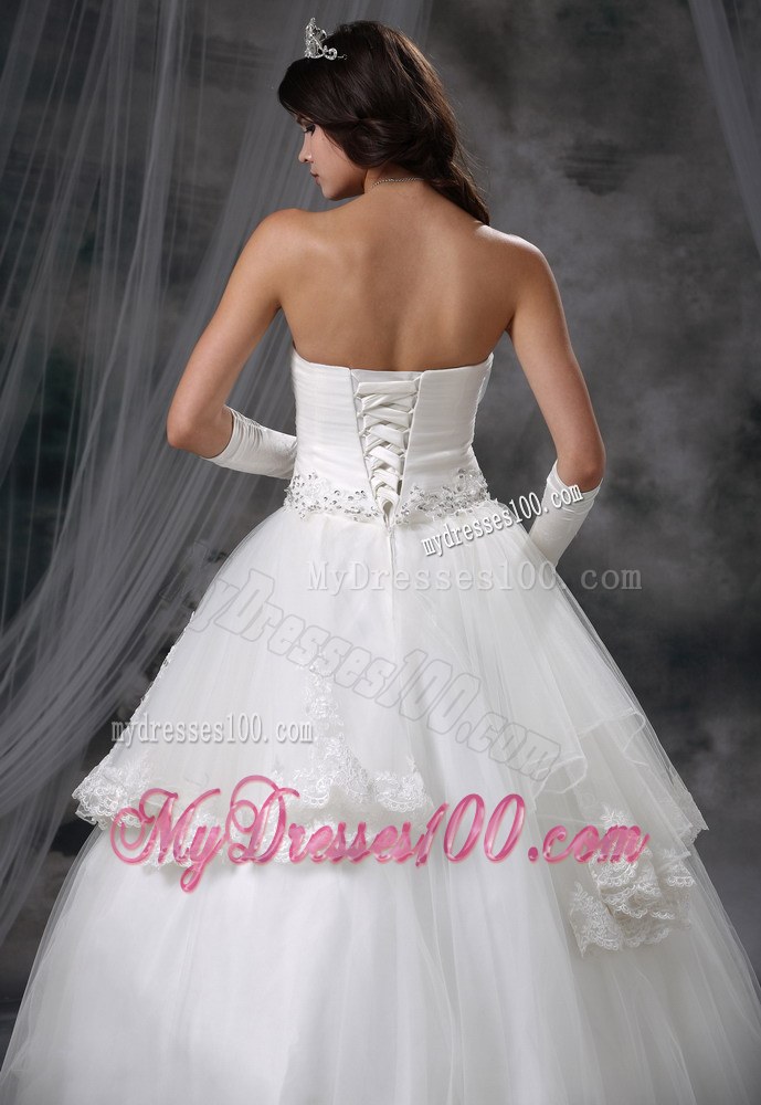Layers Ball Gown Wedding Dress with Appliques and Beadings