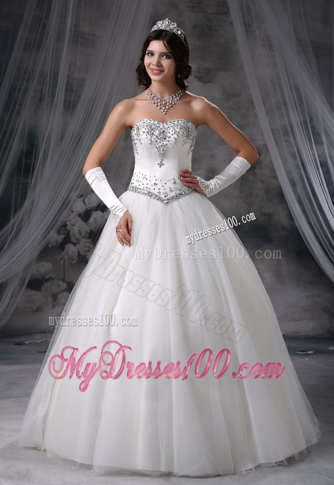 Appliques with Beading Ball Gown Sweetheart and Floor-length Bridal Dress