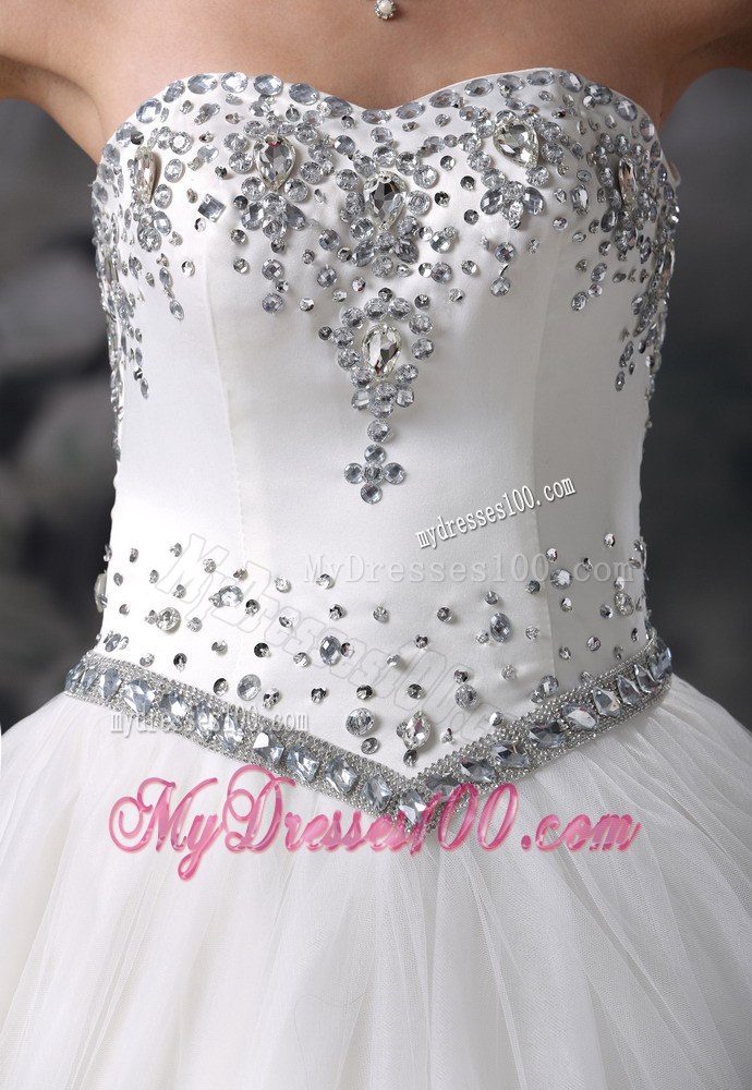 Appliques with Beading Ball Gown Sweetheart and Floor-length Bridal Dress