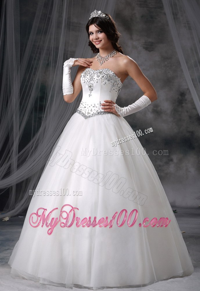 Appliques with Beading Ball Gown Sweetheart and Floor-length Bridal Dress