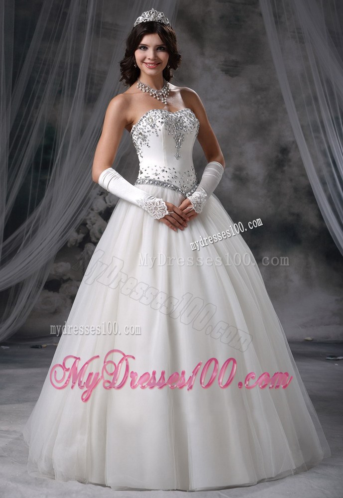 Appliques with Beading Ball Gown Sweetheart and Floor-length Bridal Dress