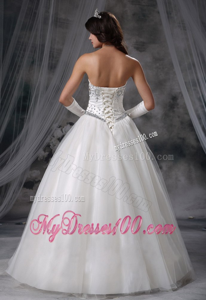 Appliques with Beading Ball Gown Sweetheart and Floor-length Bridal Dress