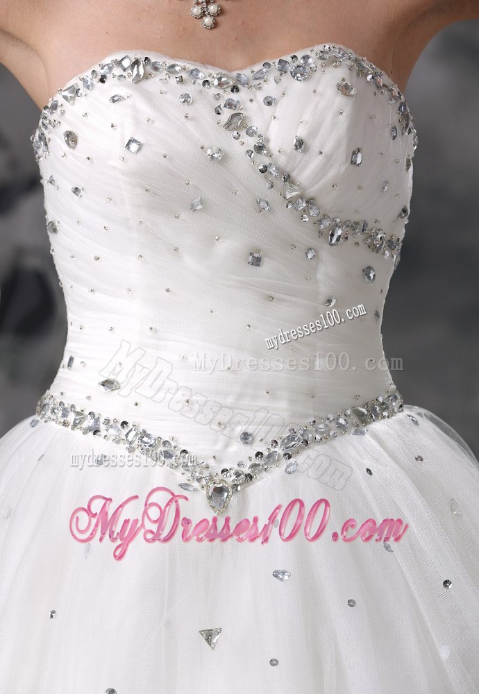 Beading Decorate Bodice Ball Gown Dress for Wedding with Gloves