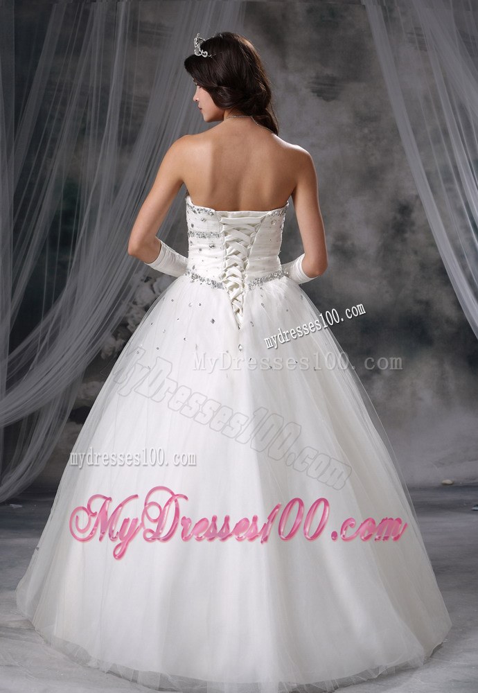 Beading Decorate Bodice Ball Gown Dress for Wedding with Gloves