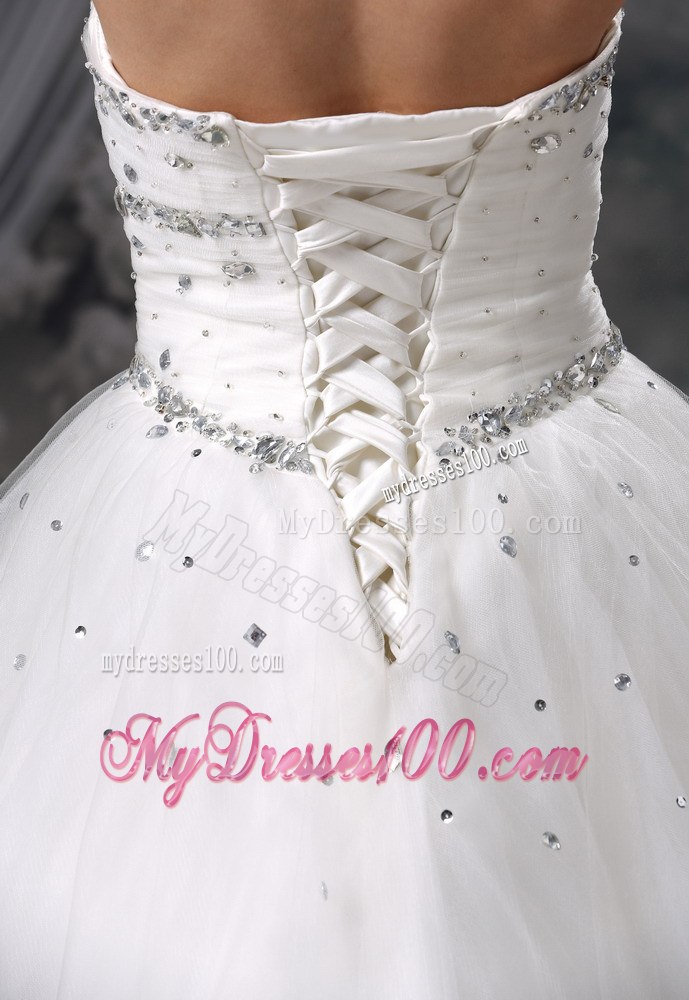 Beading Decorate Bodice Ball Gown Dress for Wedding with Gloves