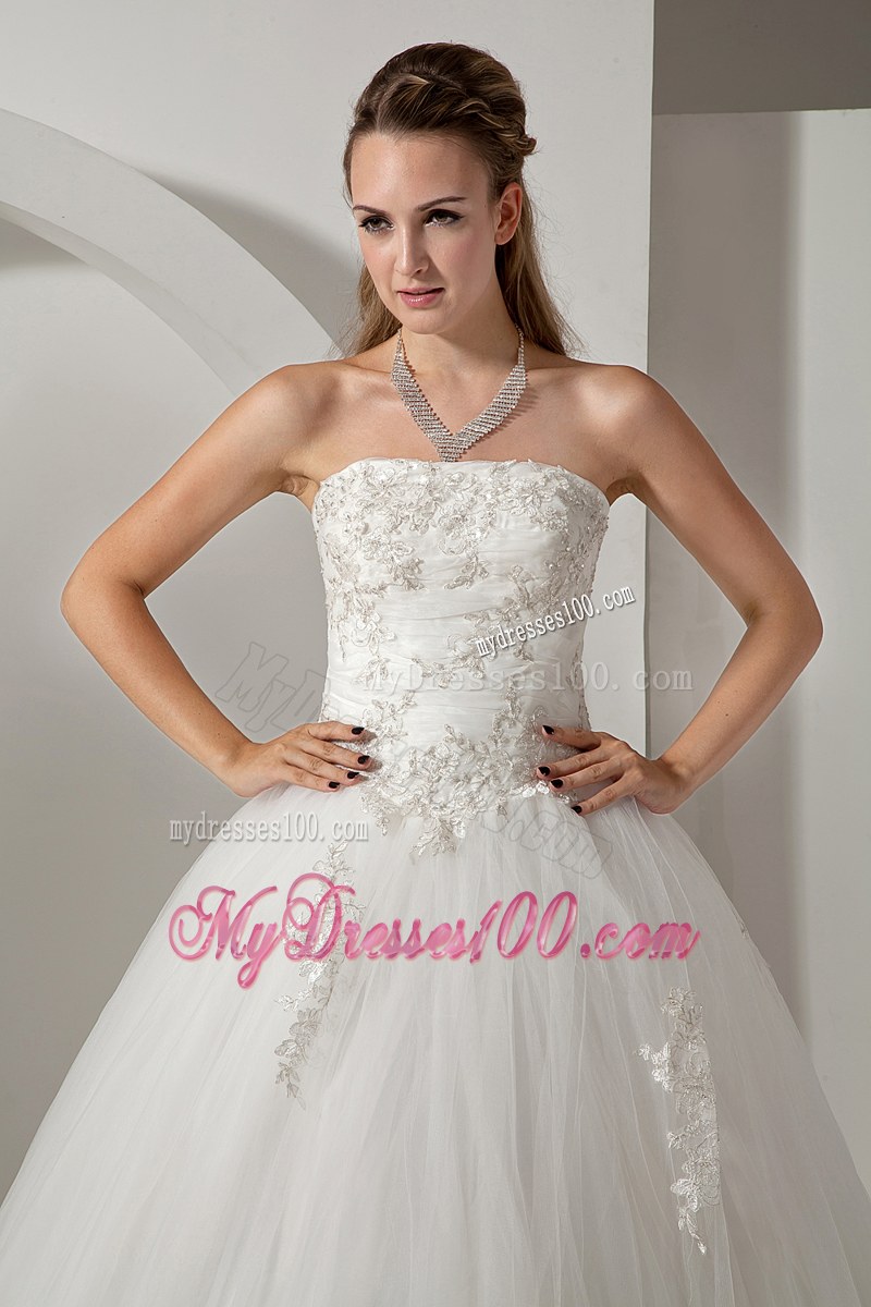 Desirable Embroidery Strapless White Dress for Brides in Style