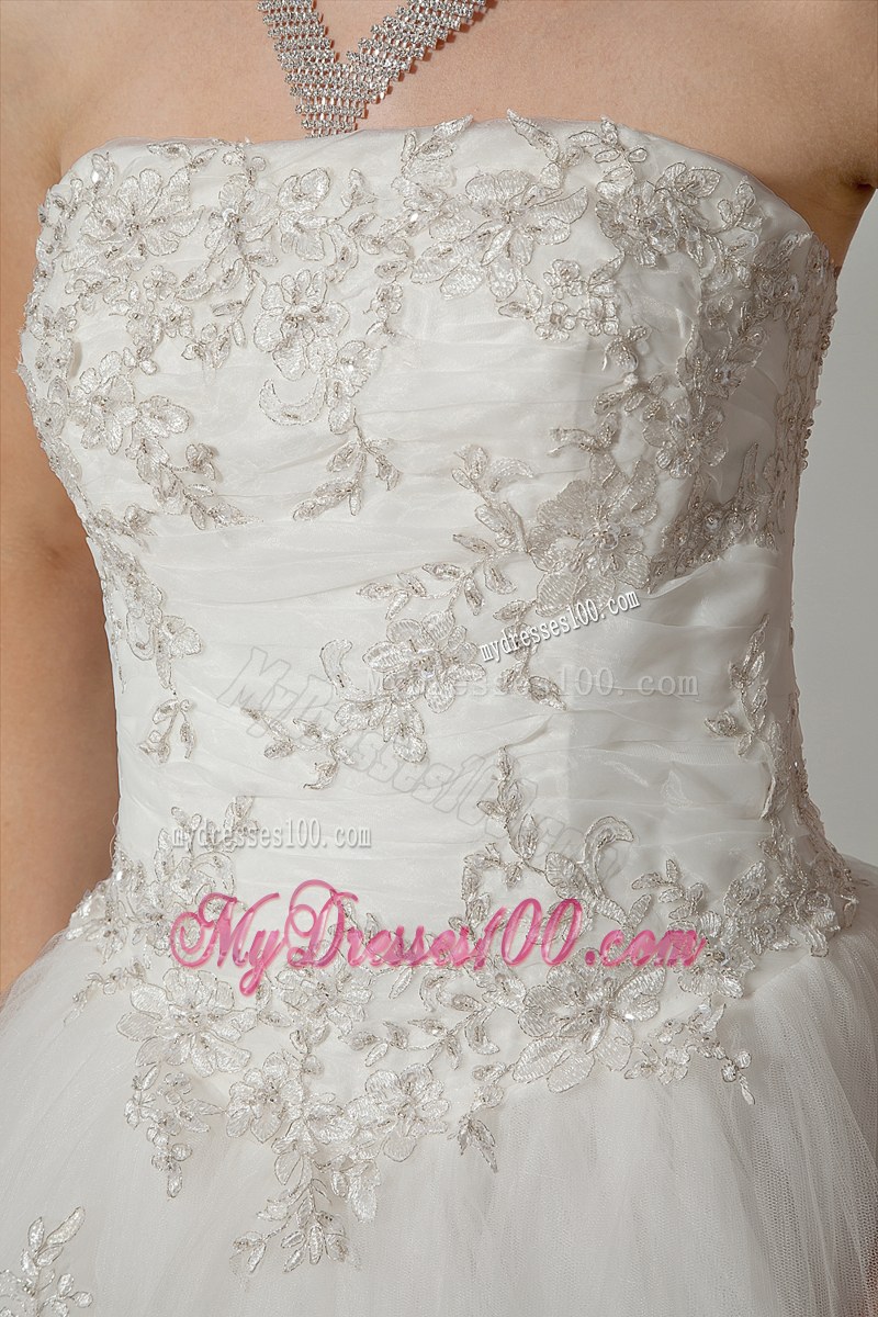 Desirable Embroidery Strapless White Dress for Brides in Style