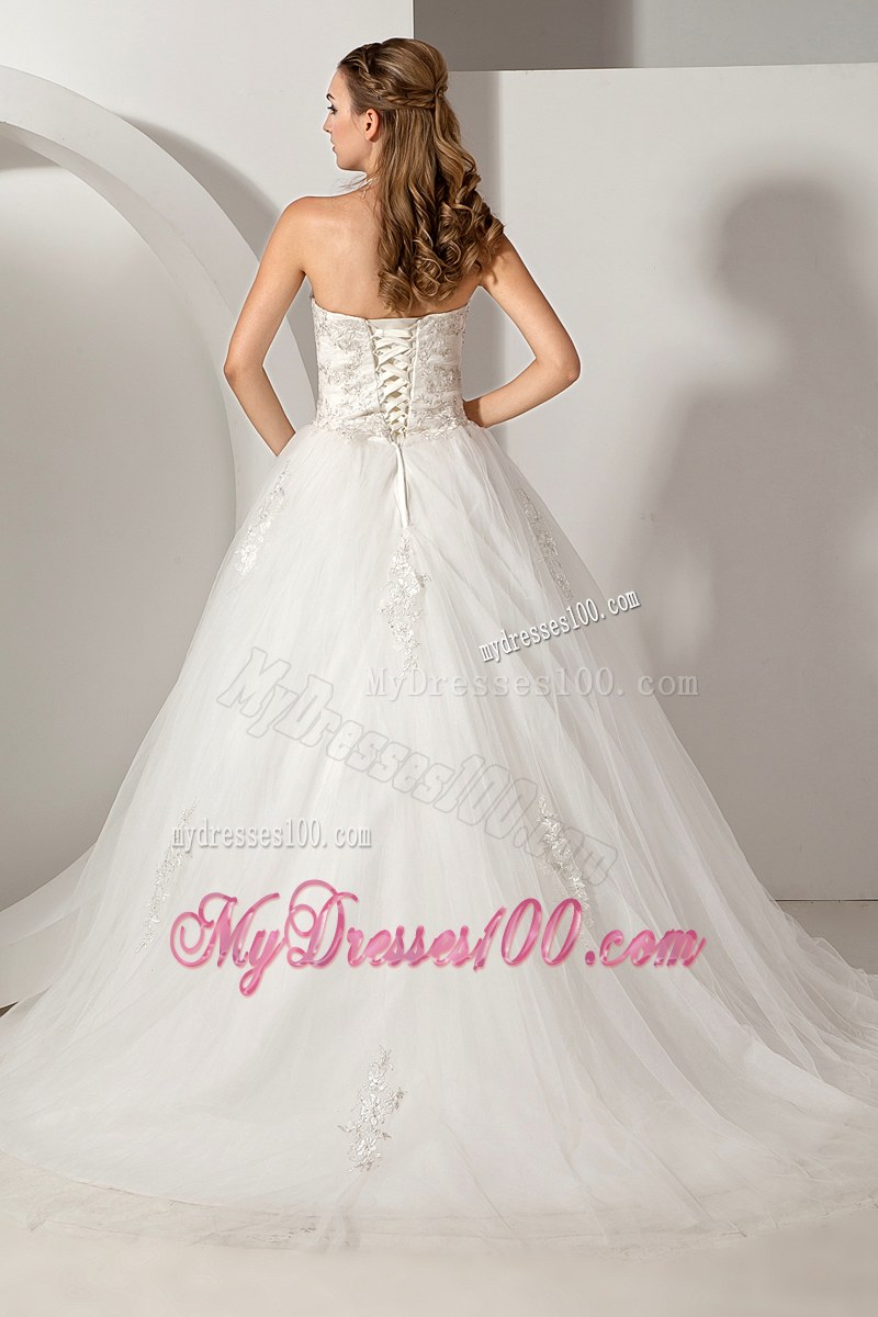 Desirable Embroidery Strapless White Dress for Brides in Style